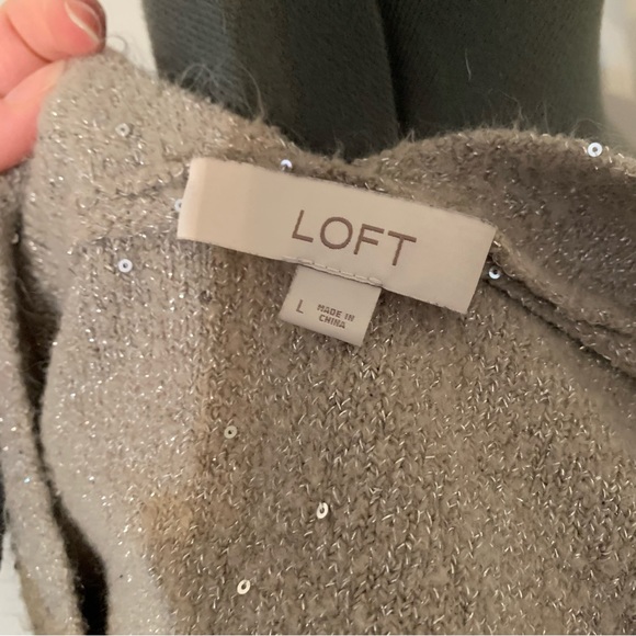 Loft grey sweater with sequins size large - Picture 5 of 7